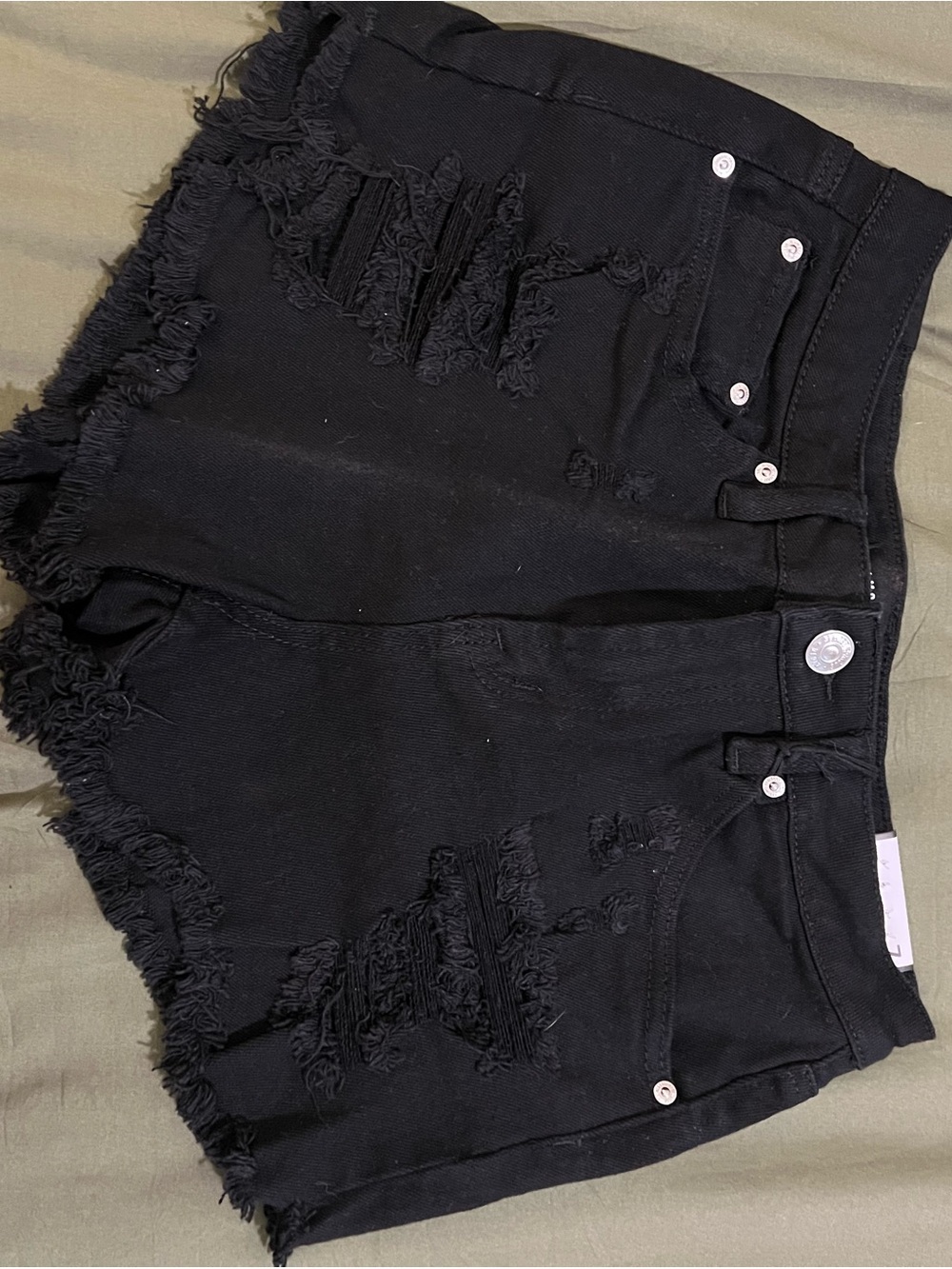 Almost Famous Black Distressed Frayed Hem Denim Shorts
